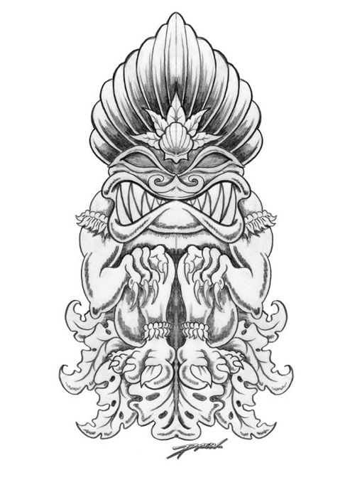 500x675 Tiki Sketch I Did For A License For Wooden Carvings Sketches - Tiki Sketch