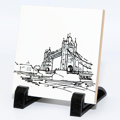 480x480 Ceramic Tile Tower Bridge Sketch Cherry2berry - Tile Sketch