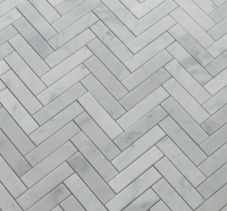 770x715 Sketch Tiles Entiva Stone Herringbone Bianco Carrara Honed 13th - Tile Sketch