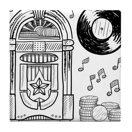 460x460 Vintage Jukebox Sketch Tile Coaster By Admin Cp70839509 - Tile Sketch