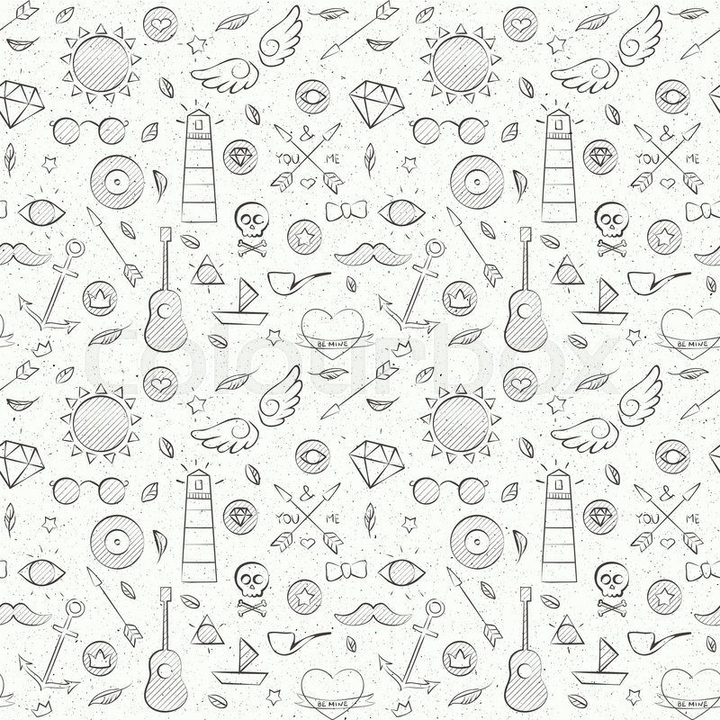 800x800 Hipster Sketch Seamless Background. Vector Illustration Of Tile - Tile Sketch
