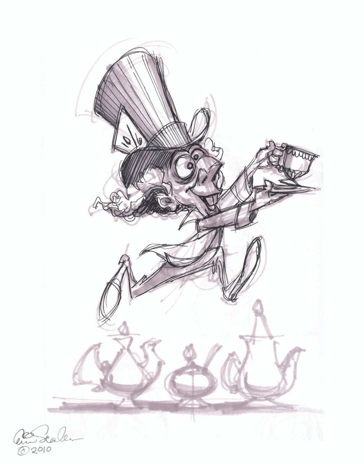 Tim Burton Mad Hatter Sketch at PaintingValley.com | Explore collection ...