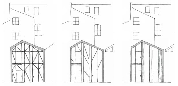 620x300 Timber Frame Basement - Timber Sketch