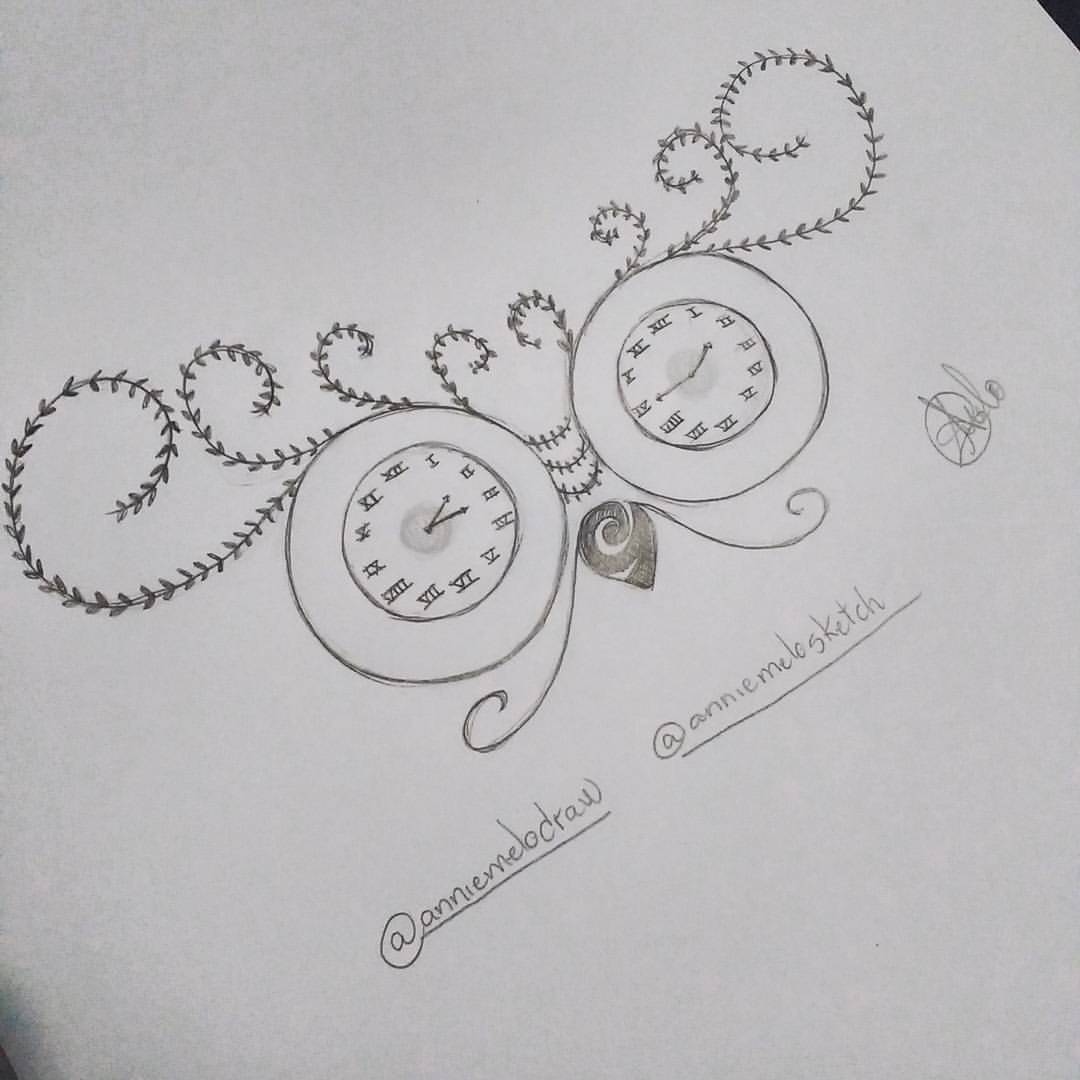 1080x1080 Annie Melo Tattoo - Time Clock Sketch