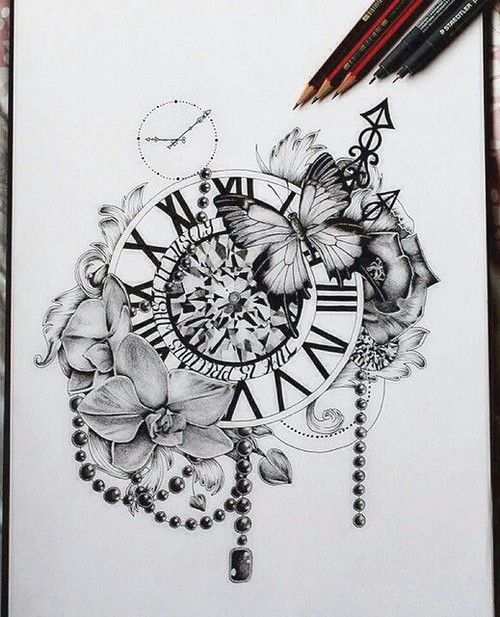 500x617 Time Is Ticking Uploaded By Maria On We Heart It - Time Clock Sketch