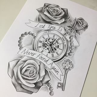 320x320 Clock Tattoo Drawing - Time Clock Sketch