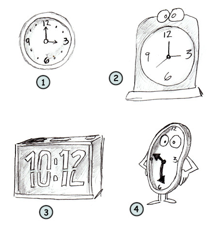 450x472 Drawing A Cartoon Clock - Time Clock Sketch