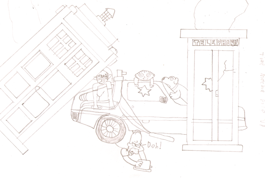 900x606 Time Machine Pile Up Sketch By Laprasking - Time Machine Sketch