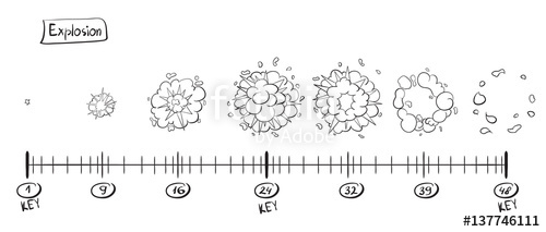 500x213 Storyboard Animation Explosion. Sketch On The Timeline Stock - Timeline Sketch