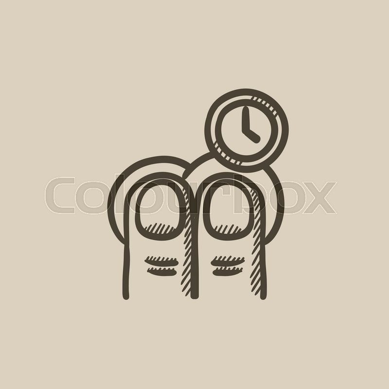 800x800 Hold Timer Gesture Vector Sketch Icon Isolated On Background. Hand - Timer Sketch