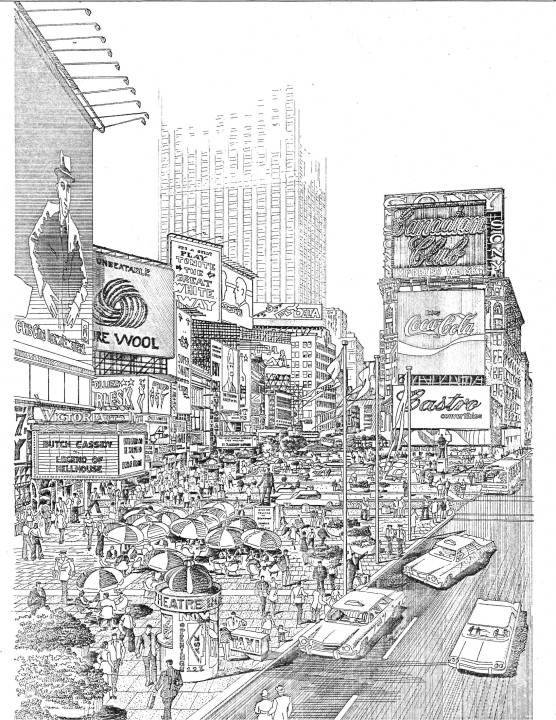 556x720 The Pedestrianization Of Times Square - Times Square Sketch