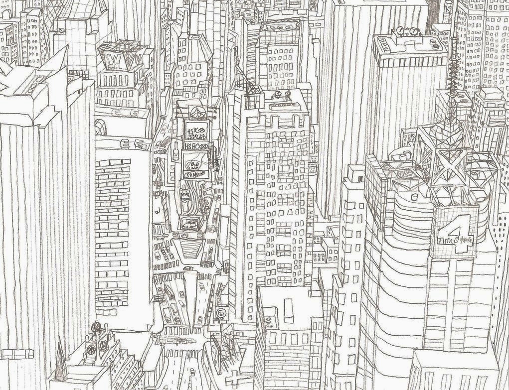 1021x783 Times Square, New York By Ny Disney Fan1955 - Times Square Sketch
