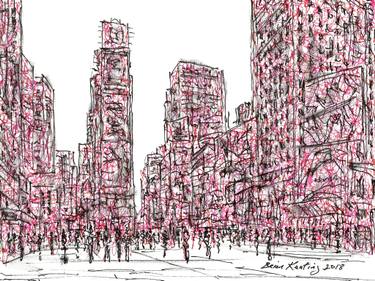 375x281 Times Square Drawings For Sale Saatchi Art - Times Square Sketch