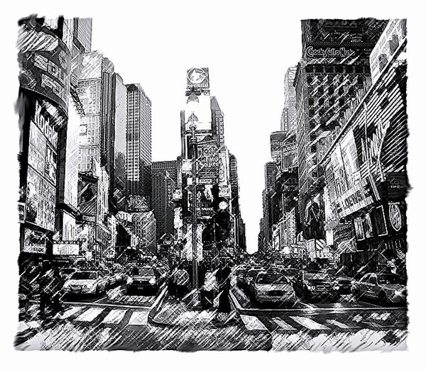 600x522 Times Square New York City Poster By Iconic Images Art Gallery - Times Square Sketch