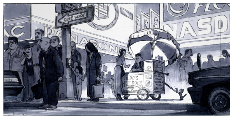 800x410 The Art Of Kevin Nelson Early Sketch Of Times Square From Bolt - Times Square Sketch