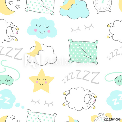 500x500 Sleep Time Sketch Seamless Vector Pattern. - Timesketch