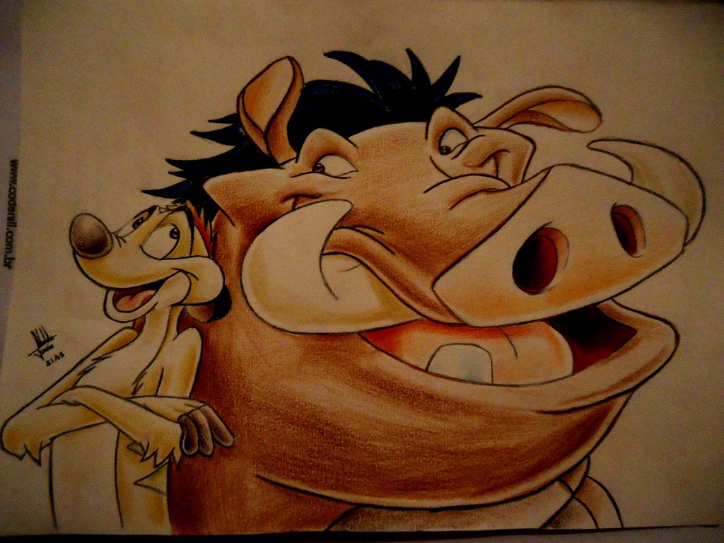 1024x768 Timon And Pumbaa - Timon And Pumbaa Sketch