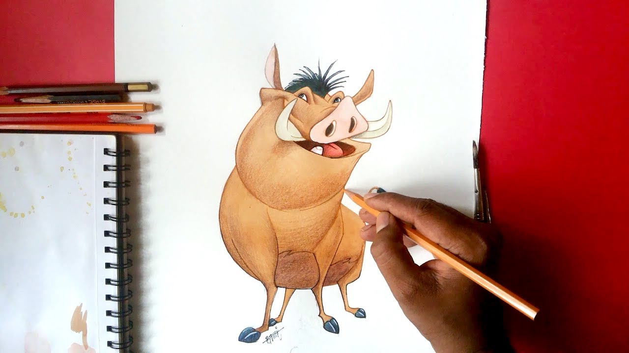 1280x720 How To Draw Pumbaa From Timon And Pumba - Timon And Pumbaa Sketch