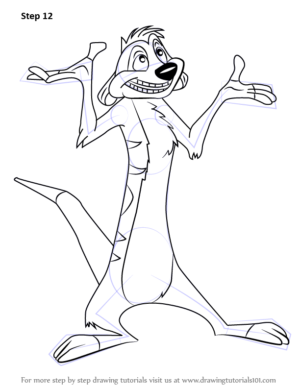 612x792 Learn How To Draw Timon From The Lion King (The Lion King) Step By - Timon Sketch