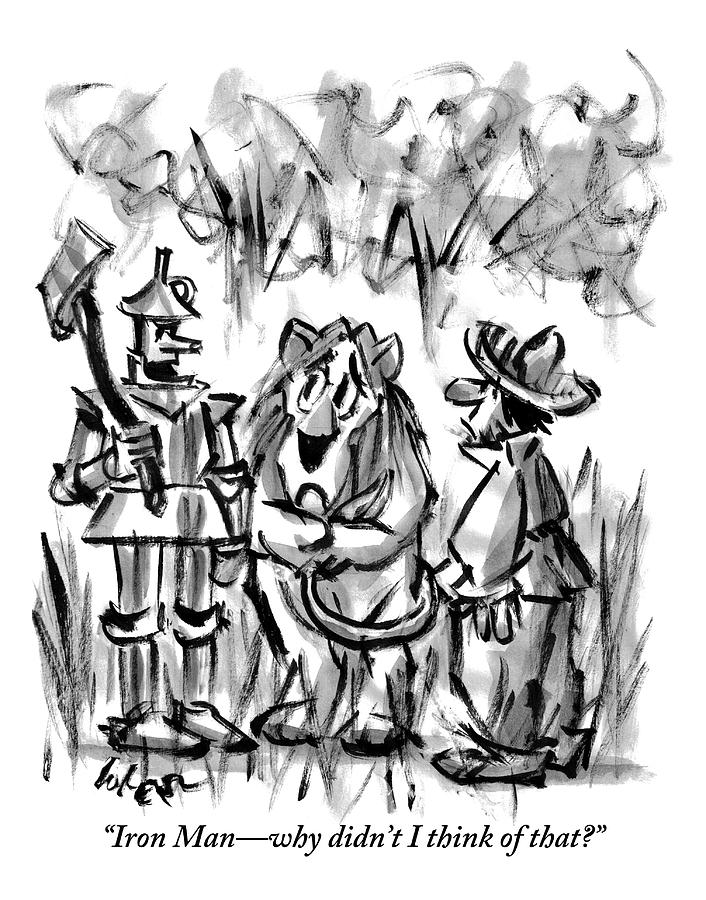 706x900 The Tin Man Talks To The Cowardly Lion By Lee Lorenz - Tin Man Sketch