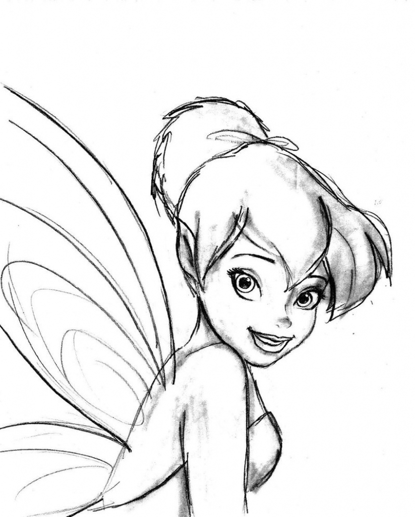 823x1024 Pencil Drawing Images Of Tinkerbell Art Pencil Drawings Of - Tinkerbell Pencil Sketch