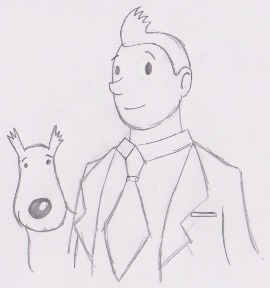 865x923 Tintin And Snowy Sketch By Hewytoonmore - Tintin Sketch