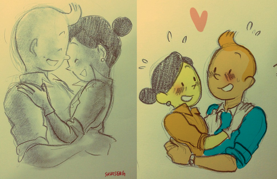 900x581 Tintin Old Sketch By Sacommesassy - Tintin Sketch