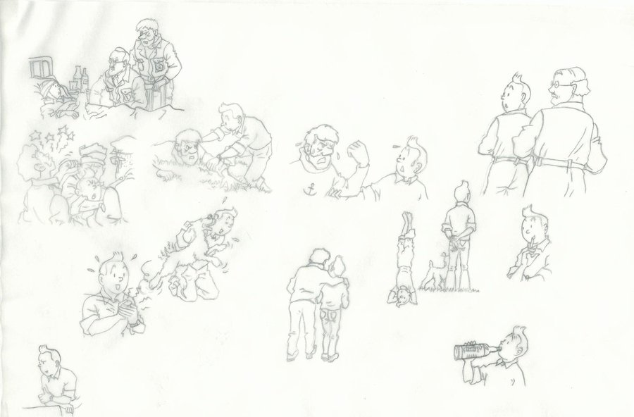 900x592 Tintin Sketches By Woodpeckery - Tintin Sketch