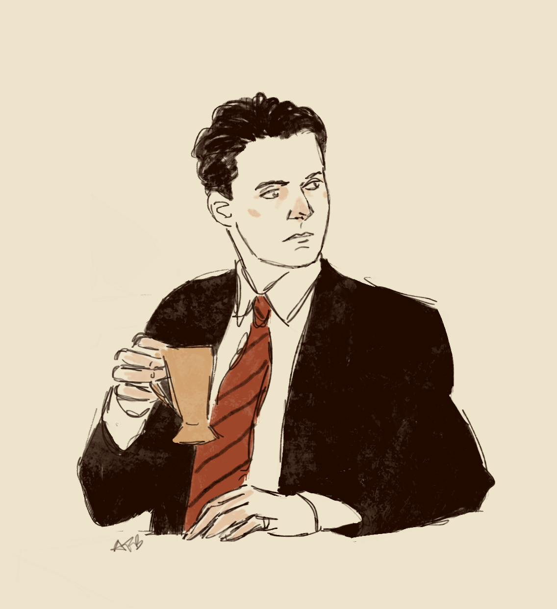 1136x1242 Flurgburglertiny Sketch Of Fbi Agent Dale Coffee Twin Peaks - Tiny Sketch