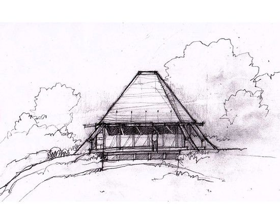 550x440 Unique Cabin House Design Planning In 3d Overview Rustic Stone - Tipi Sketch