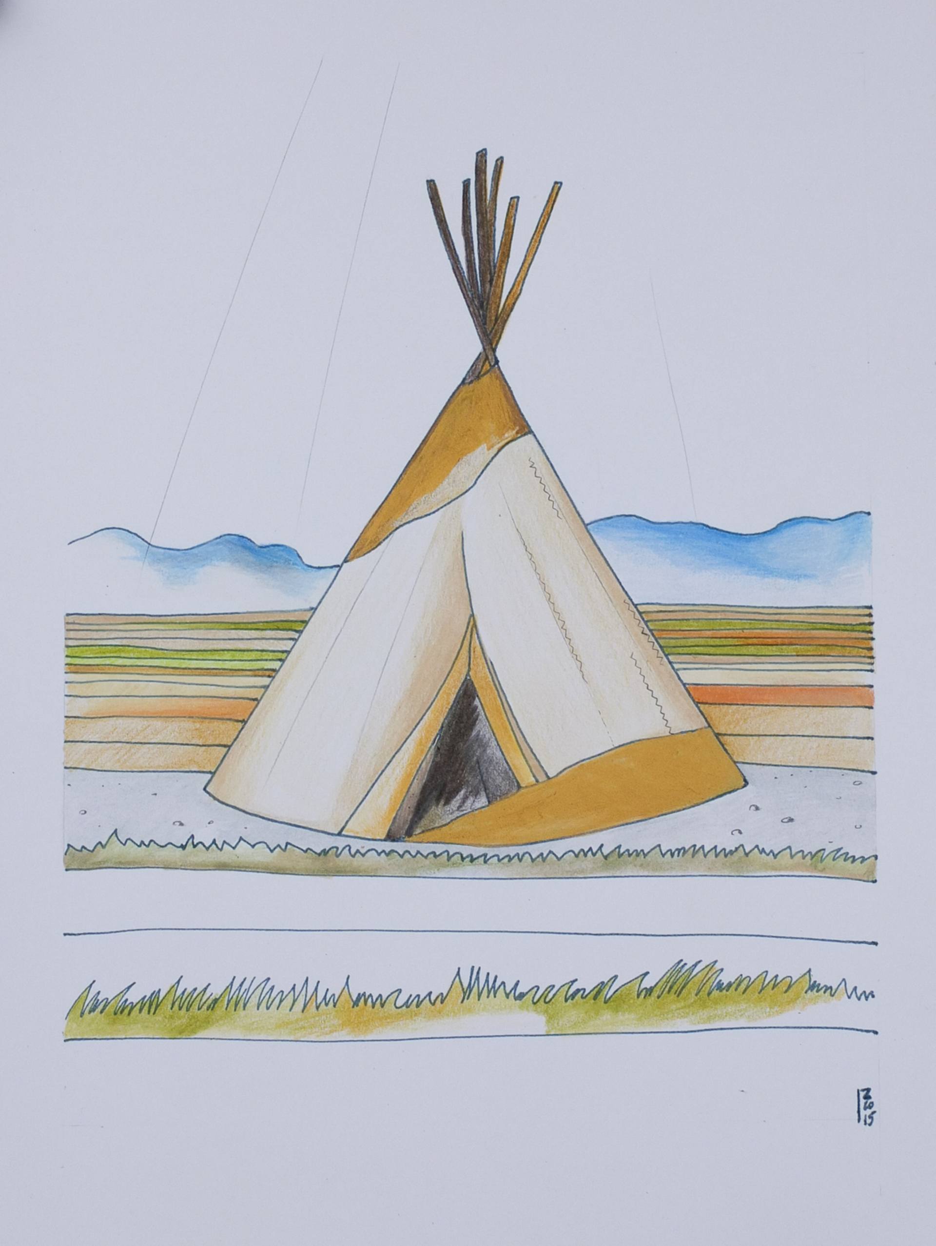 1920x2555 Gold Teepee Drawing By Joanna Zajusz Saatchi Art - Tipi Sketch