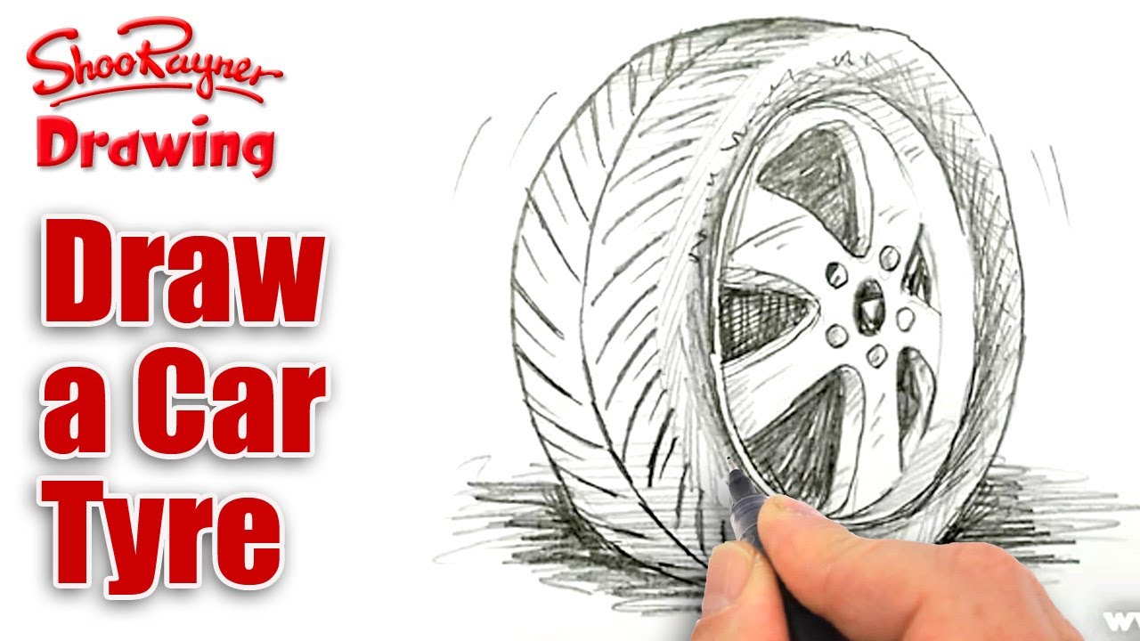1280x720 How To Draw A Car Tiretyre - Tire Sketch