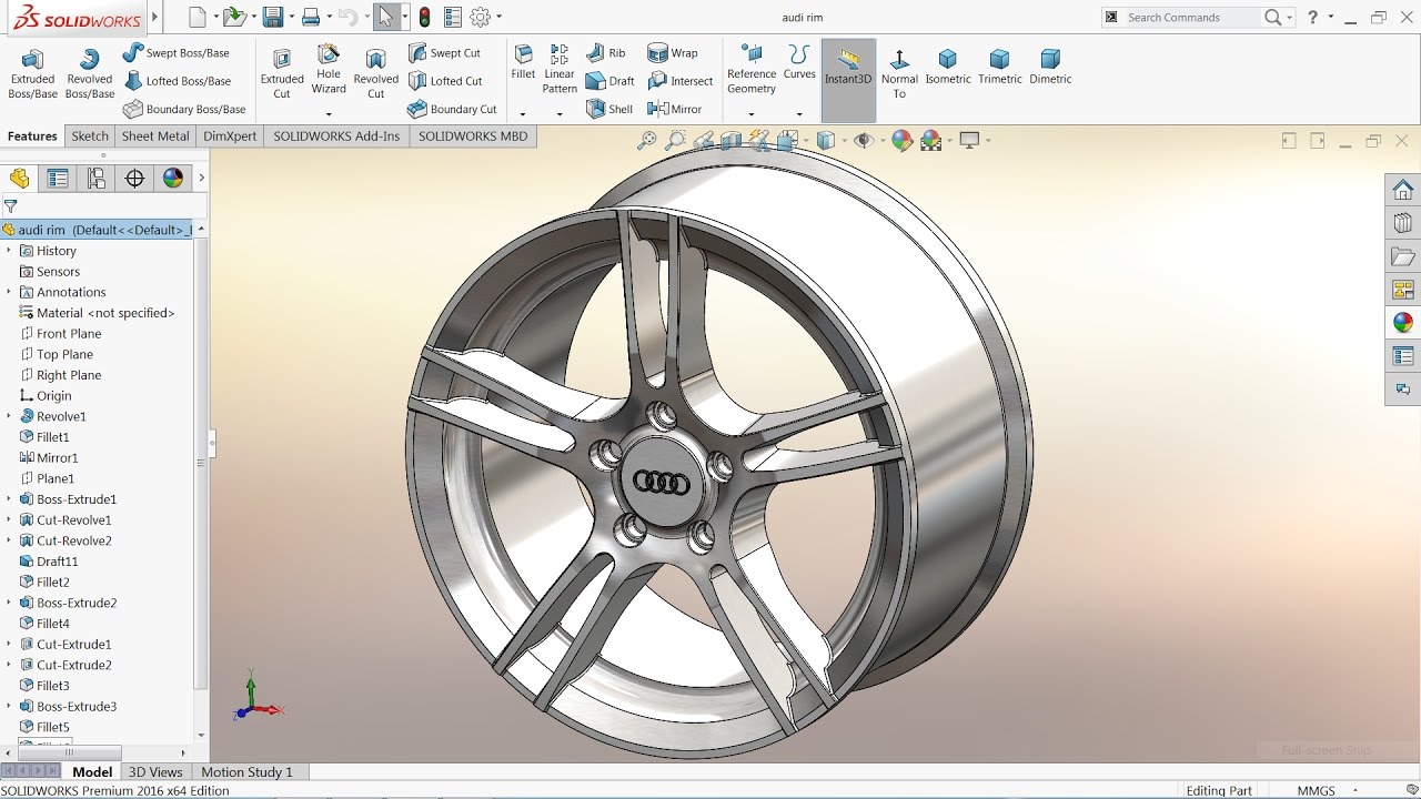 1280x720 Solidworks Tutorial Sketch Audi Rim In Solidworks - Tire Sketch