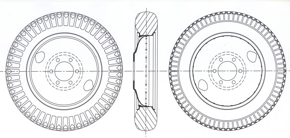 1000x478 7.50 24 Wheel And Tire - Tire Sketch