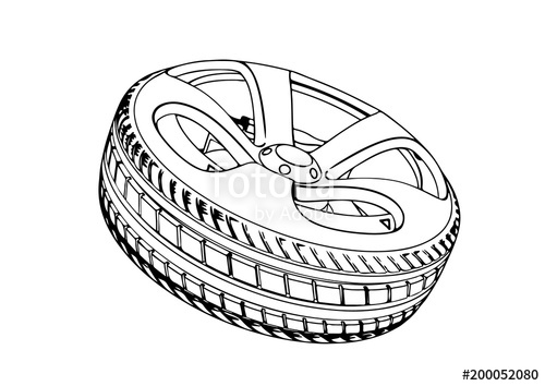 500x354 Sketch Of Car Wheels Vector Stock Image And Royalty Free Vector - Tire Sketch