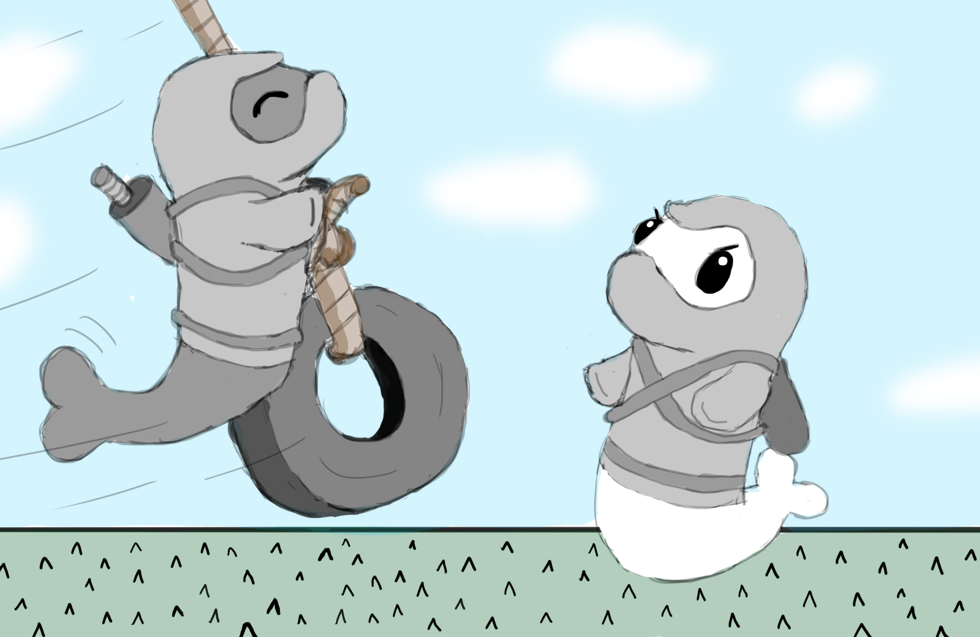 2000x1300 Random Sketch Ninja Seals Play On A Tire Swing Seal Comics Blog - Tire Swing Sketch