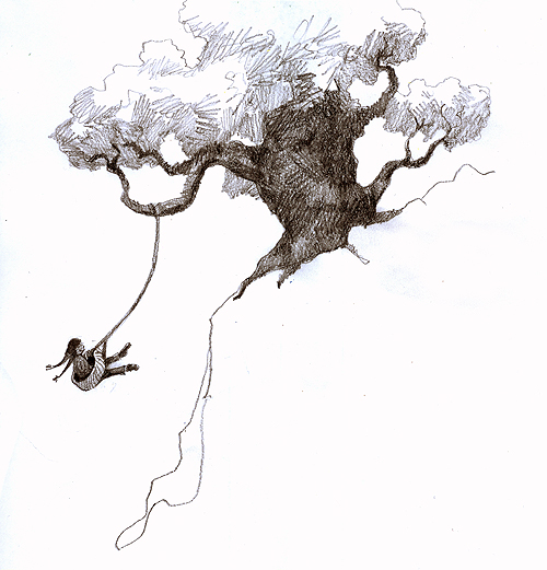 500x521 Tree Sketchbook - Tire Swing Sketch
