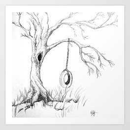 264x264 Tire Swing Art Prints Society6 - Tire Swing Sketch