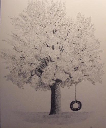 416x500 Tire Swing Drawing Handmade Michigan - Tire Swing Sketch