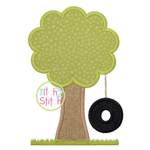 500x500 Tire Swing Tree Applique Design - Tire Swing Sketch