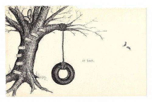 500x336 Tree Drawing Tumblr - Tire Swing Sketch