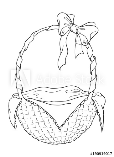 364x500 Sketch A Wicker Basket With A Bow And Tissue Paper. Freehand - Tissue Sketch