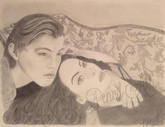 570x440 Jack And Rose From Titanic Kate Winslet And Leonardo Dicaprio Etsy - Titanic Rose Sketch