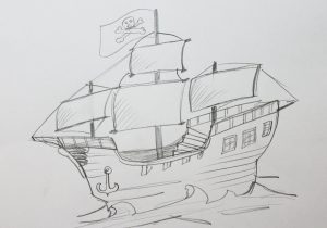 300x210 Pencil Drawing Of A Ship Pencil Sketch Of Titanic Ship Drawn - Titanic Ship Sketch