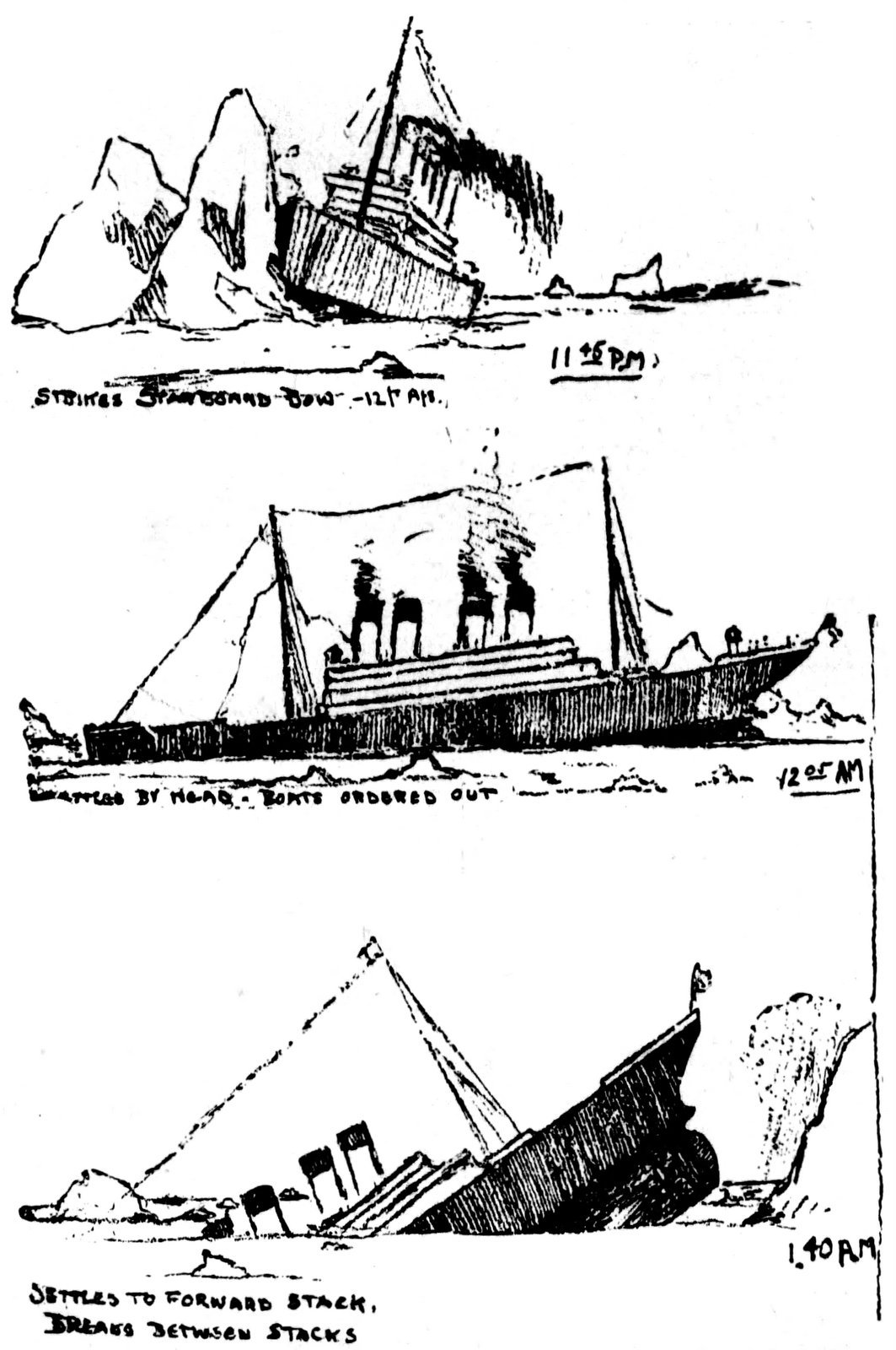 1063x1600 Sketches Of The Titanic Sinking (1912) - Titanic Sketch