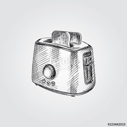 500x500 Hand Drawn Toaster Sketch Symbol Isolated On White Background - Toaster Sketch