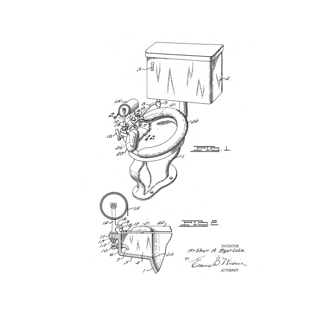 630x630 Toilet Bowl Vintage Patent Hand Drawing - Toilet Bowl Sketch