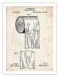 230x300 Toilet Paper Roll Invention Poster 1891 Patent Print 18x24 - Toilet Paper Roll Sketch