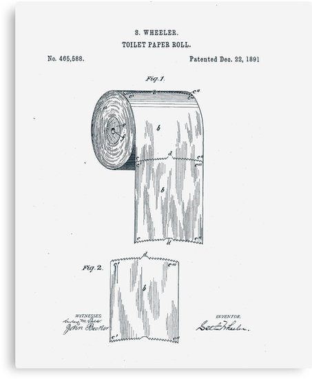 453x550 Toilet Paper Roll Patent 1891 Canvas Prints By Designsonlondon - Toilet Paper Roll Sketch