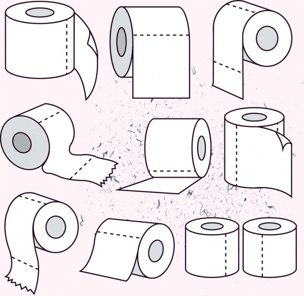 600x585 Toilet Paper Roll Icons Collection 3d Sketch Free Vector In Adobe - Toilet Paper Roll Sketch